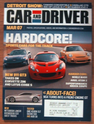CAR & DRIVER 2007 MAR - S8, Z06 vs. 911 GT3 vs. EXIGE